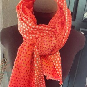 Vibrant Polka Dot Scarf - Orange and Pink